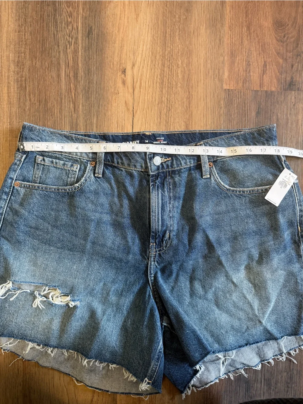 Old Navy Curvy High-Waisted Baggy Jean Cut-Off Shorts -- 5-inch inseam